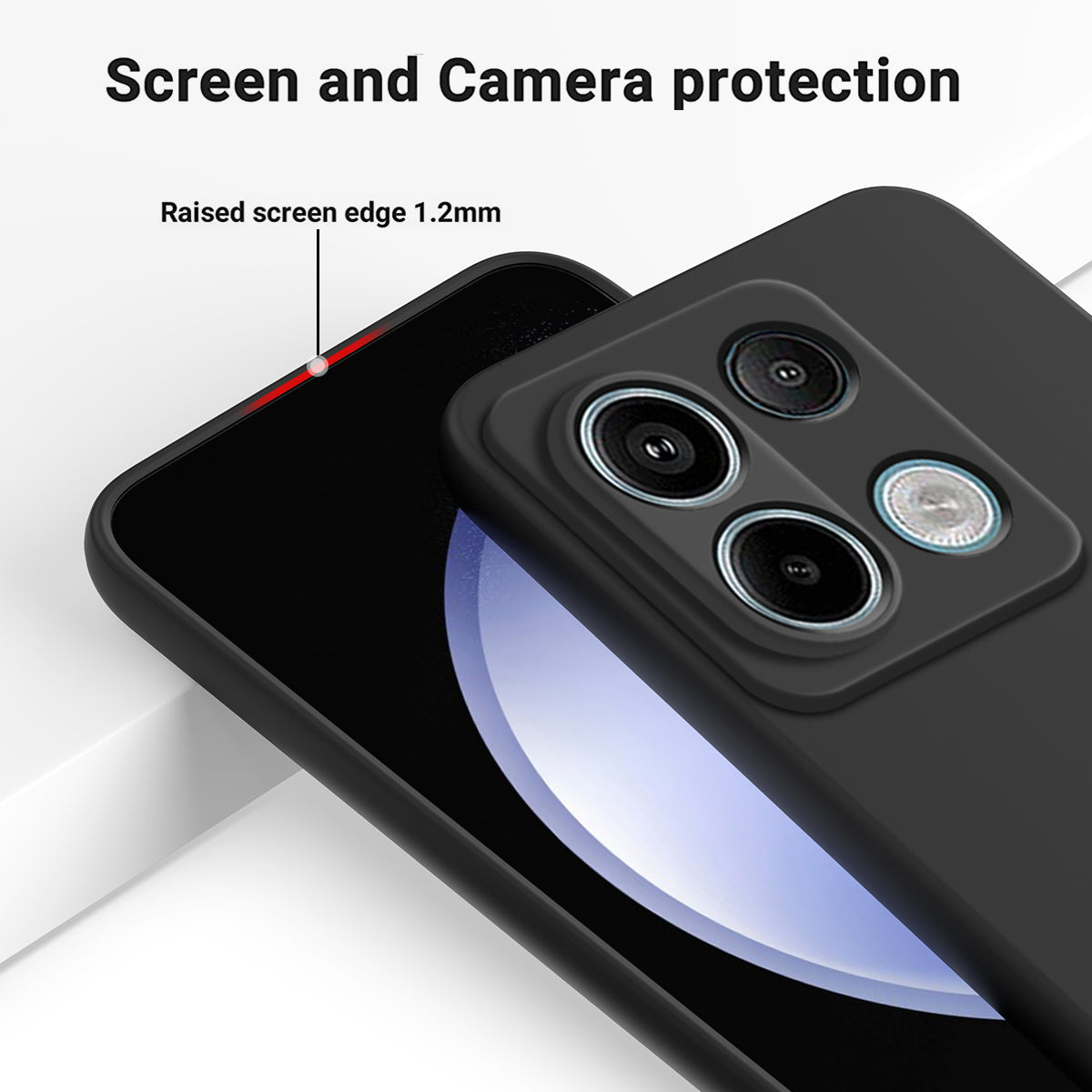 For Xiaomi Poco X6 5G / Redmi Note 13 Pro 5G Case with Strap Liquid Silicone Phone Back Cover - Black
