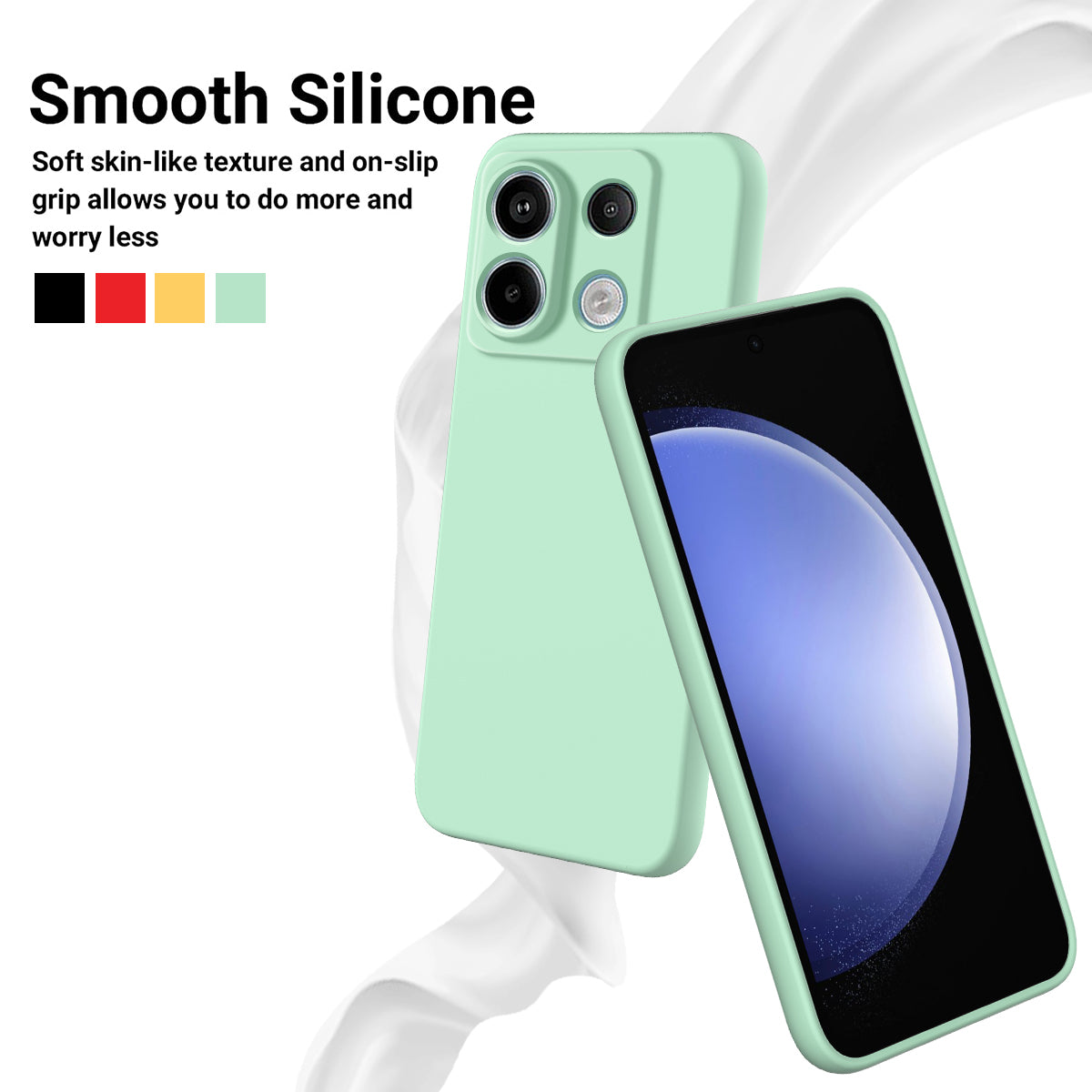 For Xiaomi Poco X6 5G / Redmi Note 13 Pro 5G Case with Strap Liquid Silicone Phone Back Cover - Green