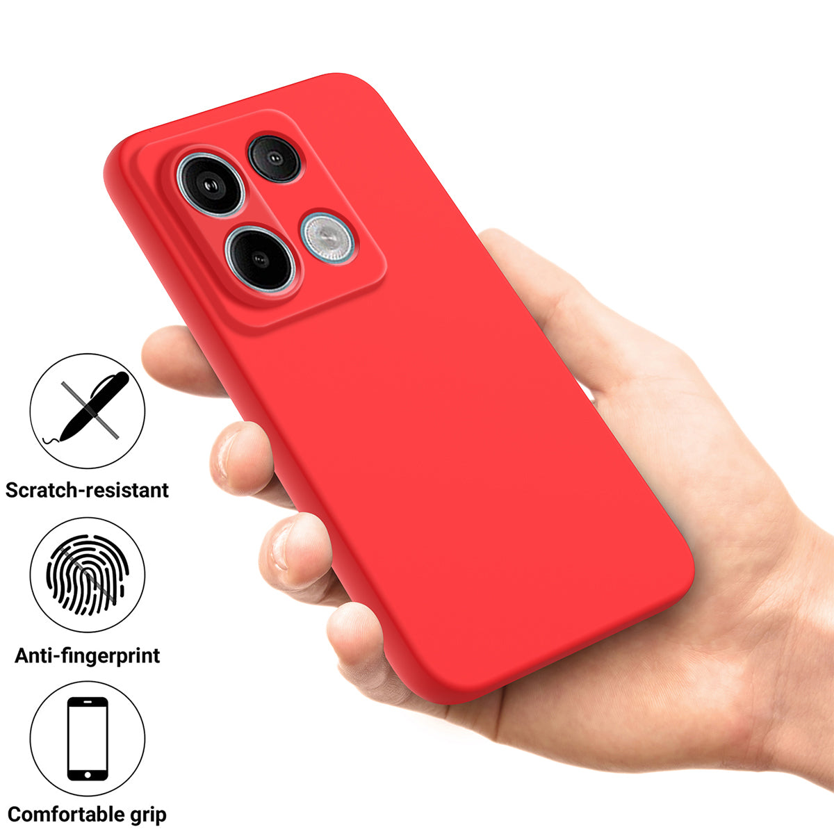 For Xiaomi Poco X6 5G / Redmi Note 13 Pro 5G Case with Strap Liquid Silicone Phone Back Cover - Red