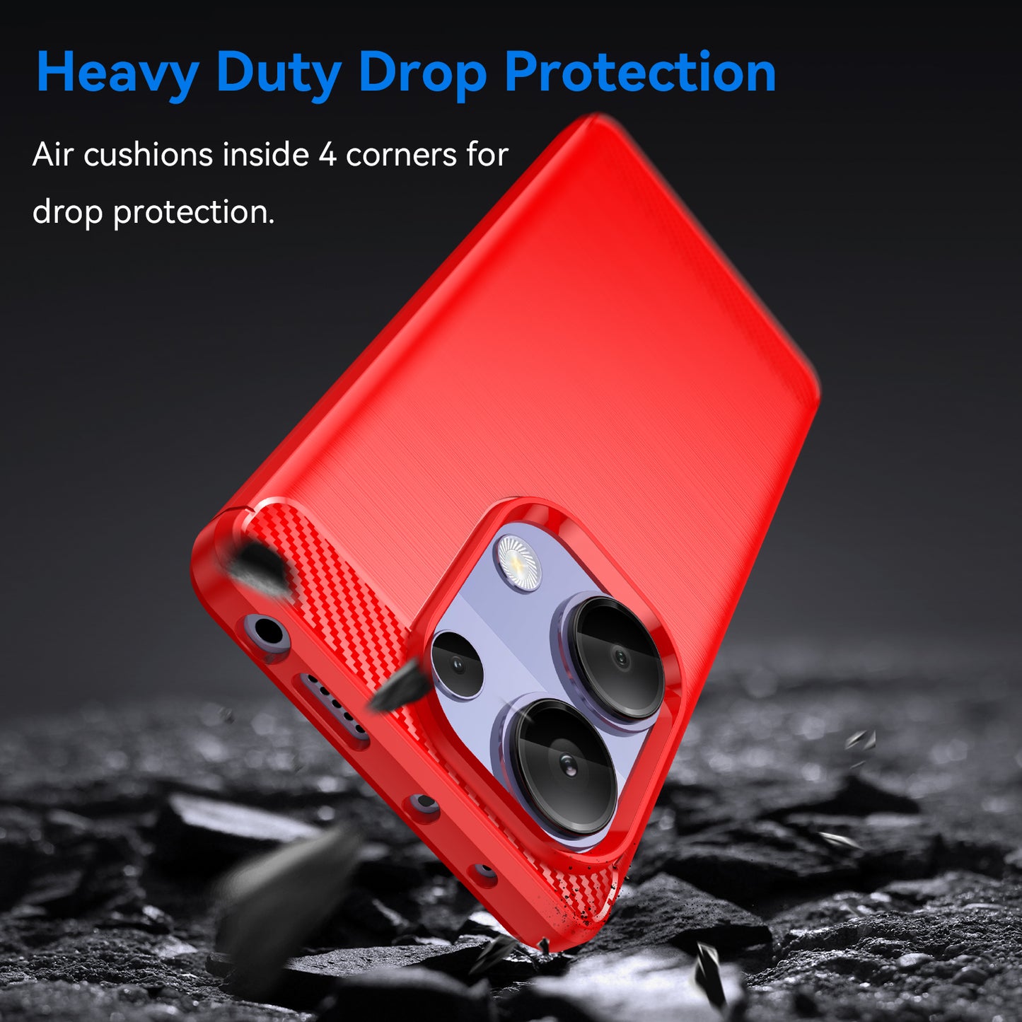 For Xiaomi Redmi Note 13 Pro 4G / Poco M6 Pro 4G Case Carbon Fiber Texture TPU Phone Cover - Red