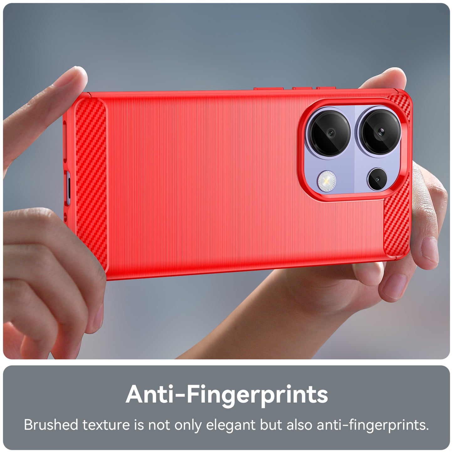 For Xiaomi Redmi Note 13 Pro 4G / Poco M6 Pro 4G Case Carbon Fiber Texture TPU Phone Cover - Red