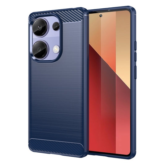 For Xiaomi Redmi Note 13 Pro 4G / Poco M6 Pro 4G Case Carbon Fiber Texture TPU Phone Cover - Blue