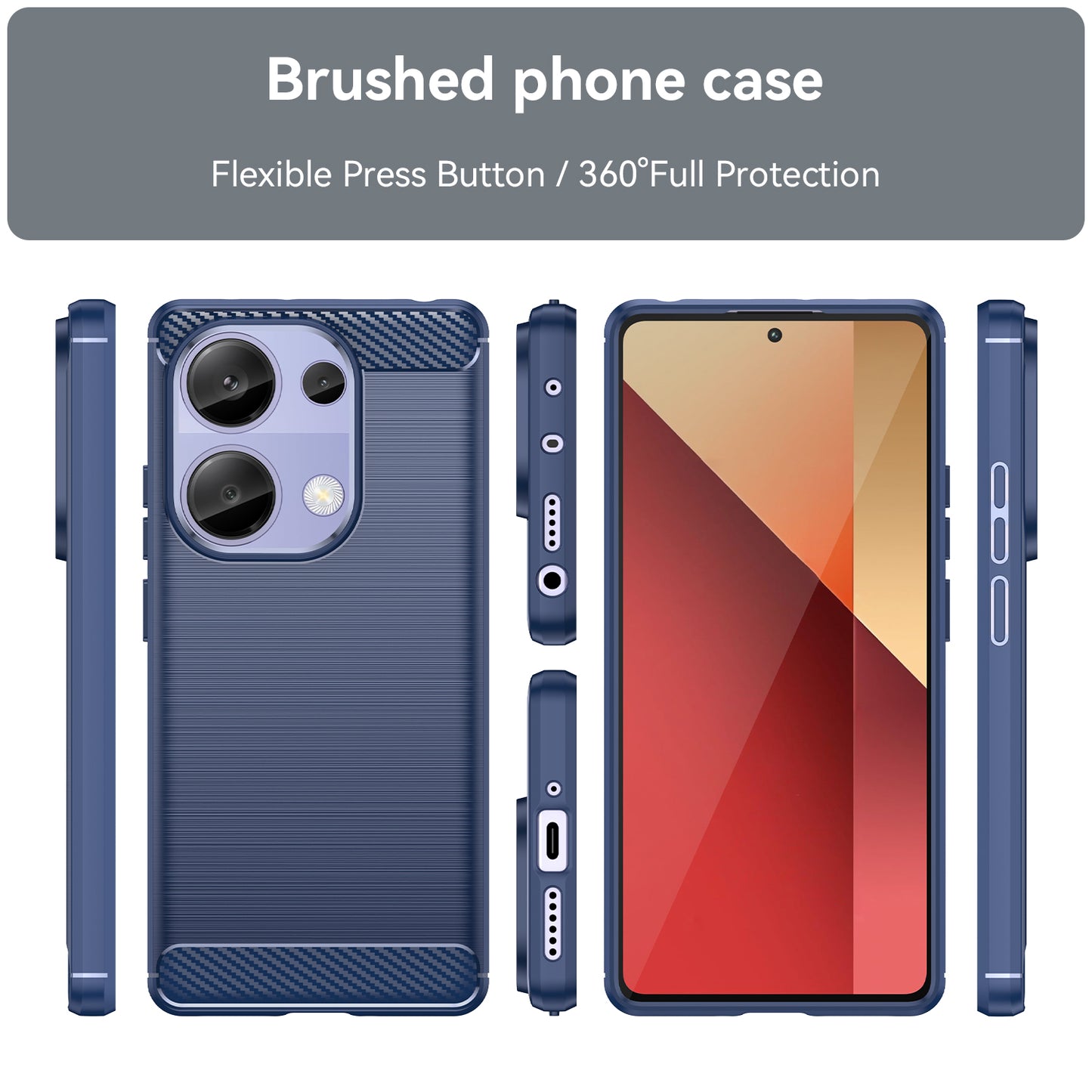 For Xiaomi Redmi Note 13 Pro 4G / Poco M6 Pro 4G Case Carbon Fiber Texture TPU Phone Cover - Blue