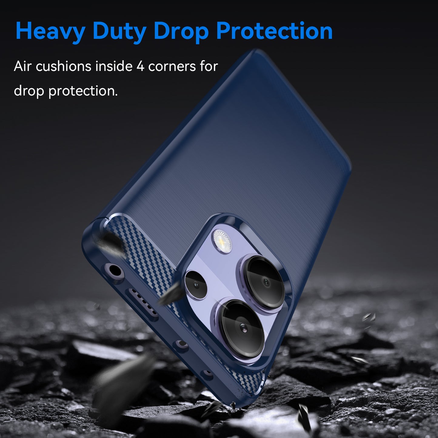 For Xiaomi Redmi Note 13 Pro 4G / Poco M6 Pro 4G Case Carbon Fiber Texture TPU Phone Cover - Blue