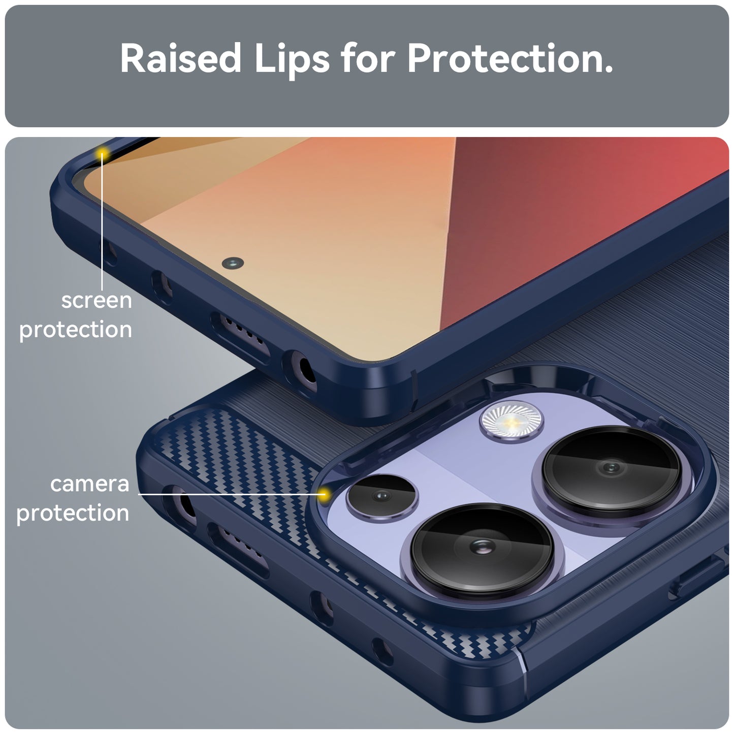 For Xiaomi Redmi Note 13 Pro 4G / Poco M6 Pro 4G Case Carbon Fiber Texture TPU Phone Cover - Blue
