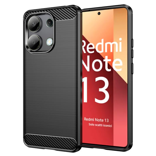 For Xiaomi Redmi Note 13 4G TPU Case Carbon Fiber Texture Mobile Phone Cover - Black