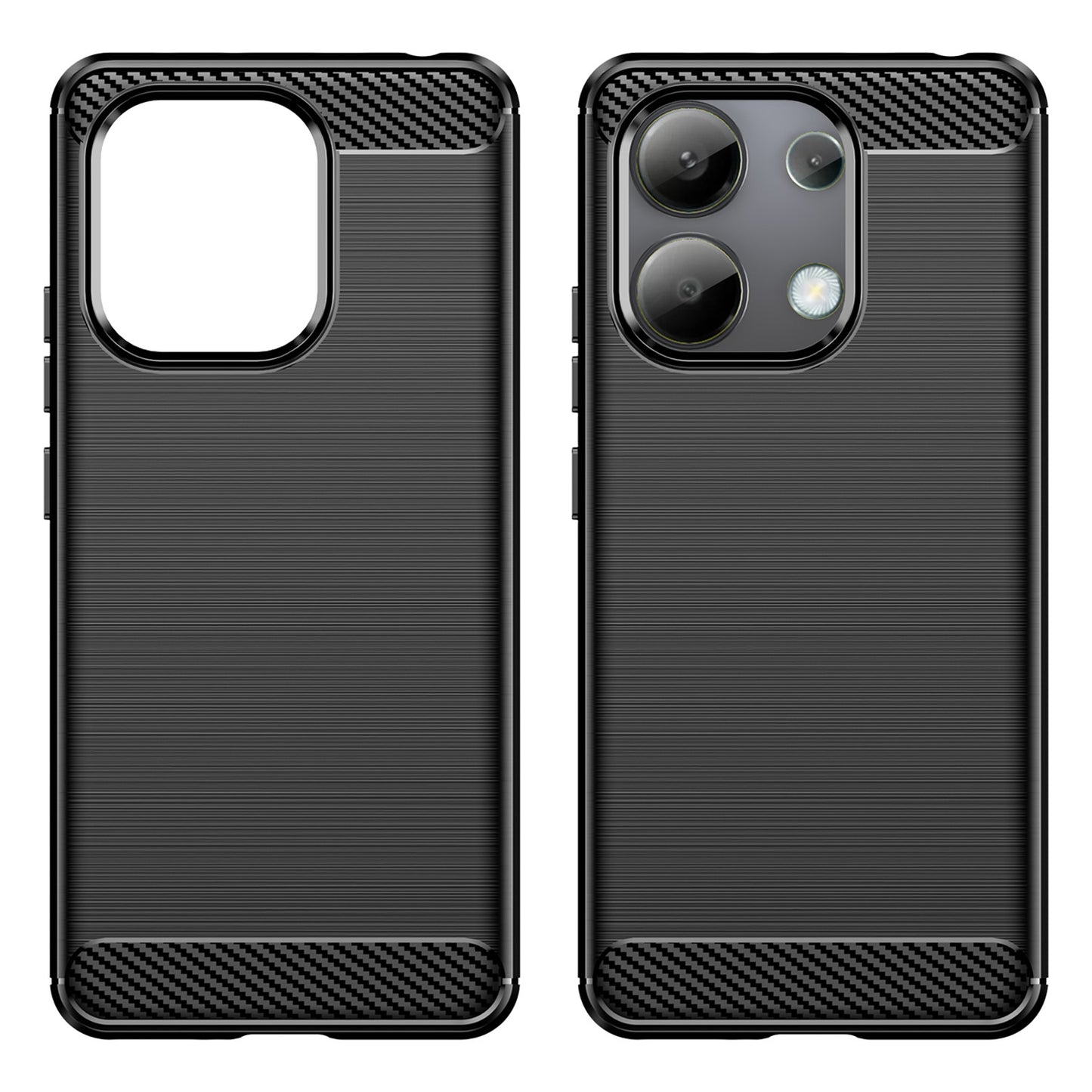 For Xiaomi Redmi Note 13 4G TPU Case Carbon Fiber Texture Mobile Phone Cover - Black