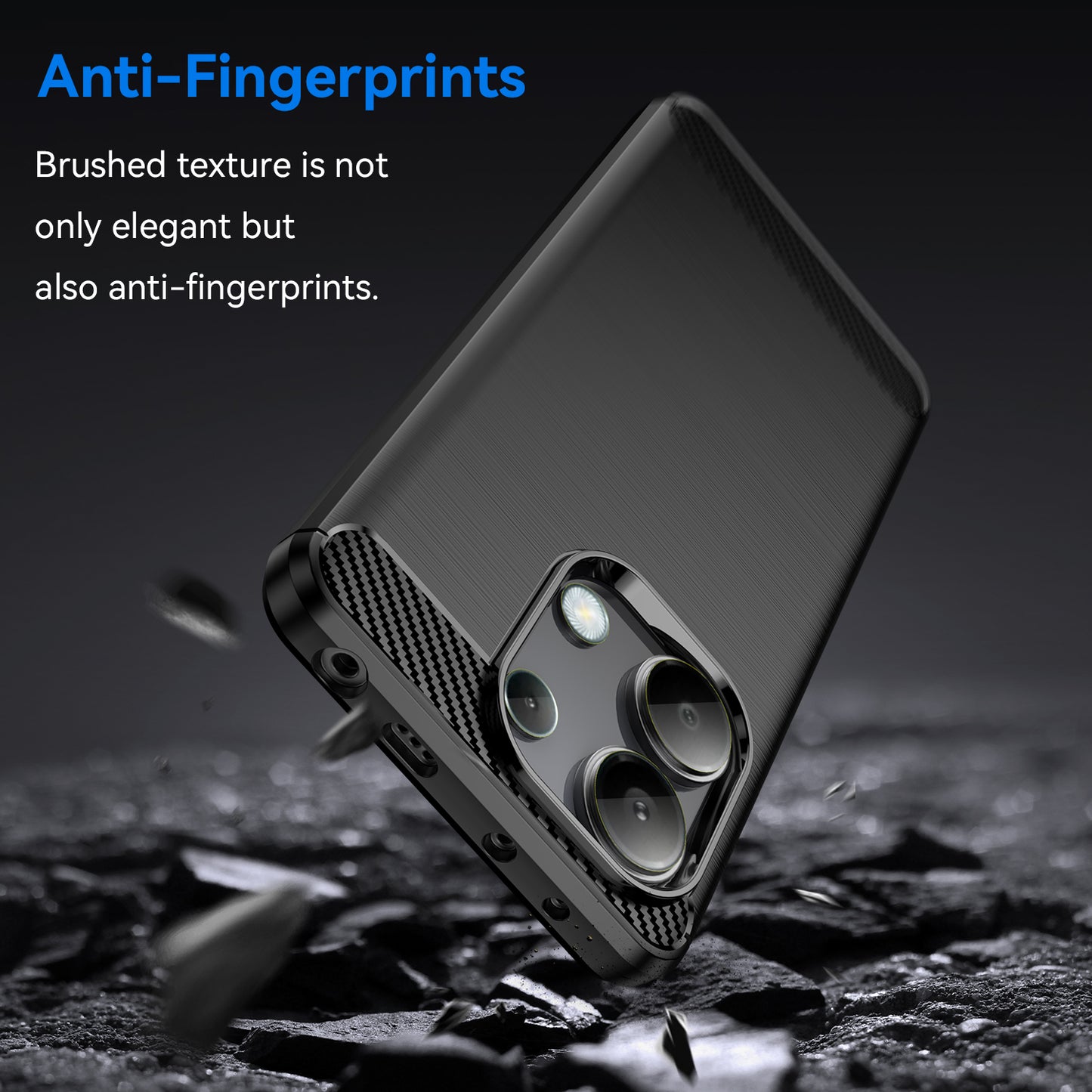 For Xiaomi Redmi Note 13 4G TPU Case Carbon Fiber Texture Mobile Phone Cover - Black