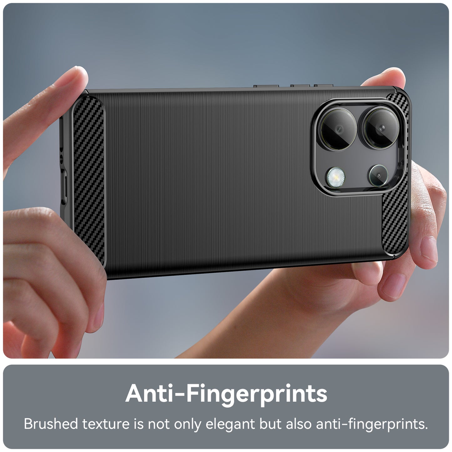 For Xiaomi Redmi Note 13 4G TPU Case Carbon Fiber Texture Mobile Phone Cover - Black