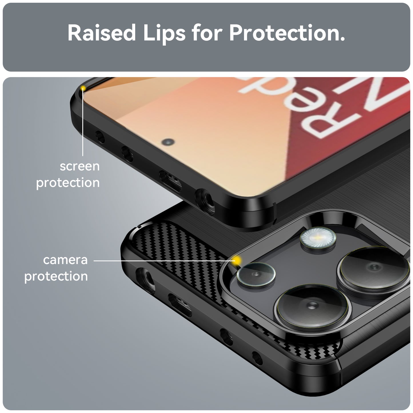 For Xiaomi Redmi Note 13 4G TPU Case Carbon Fiber Texture Mobile Phone Cover - Black