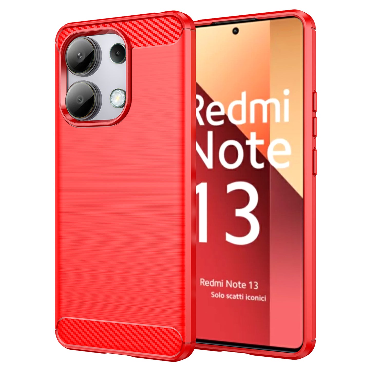 For Xiaomi Redmi Note 13 4G TPU Case Carbon Fiber Texture Mobile Phone Cover - Red