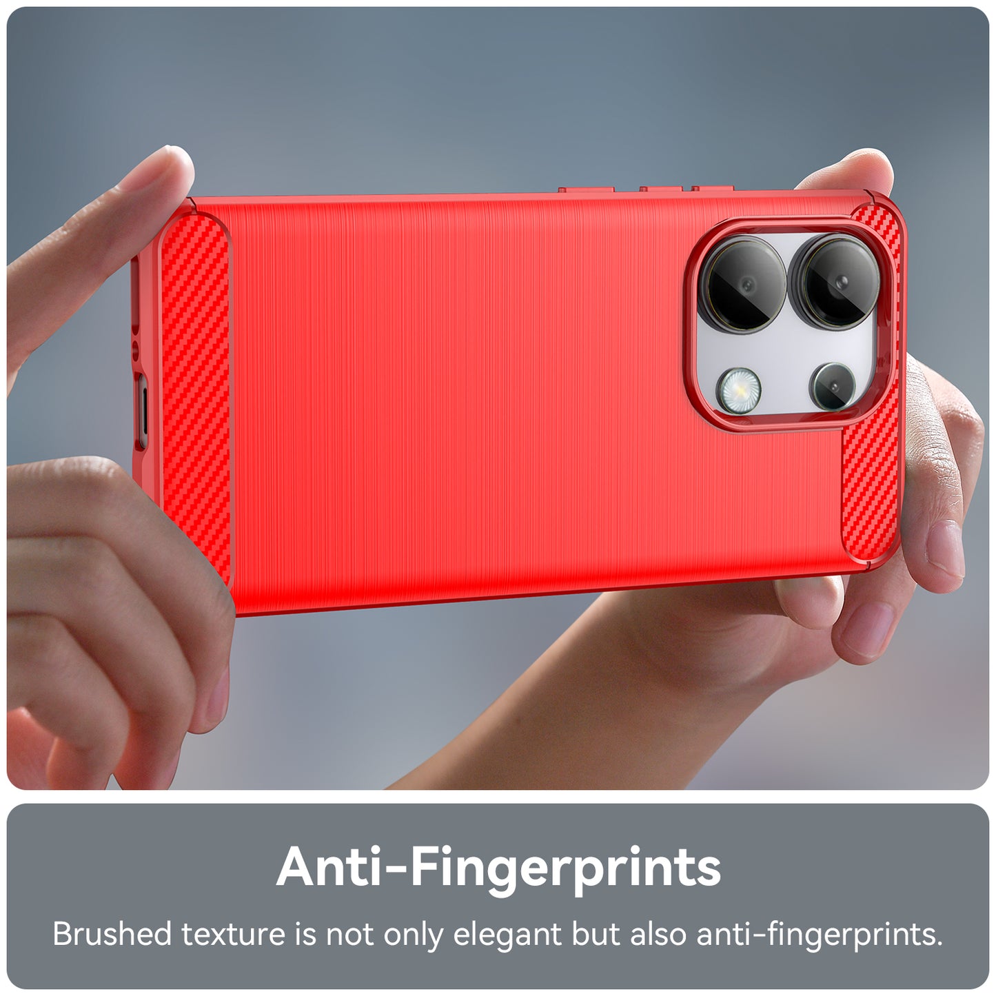 For Xiaomi Redmi Note 13 4G TPU Case Carbon Fiber Texture Mobile Phone Cover - Red