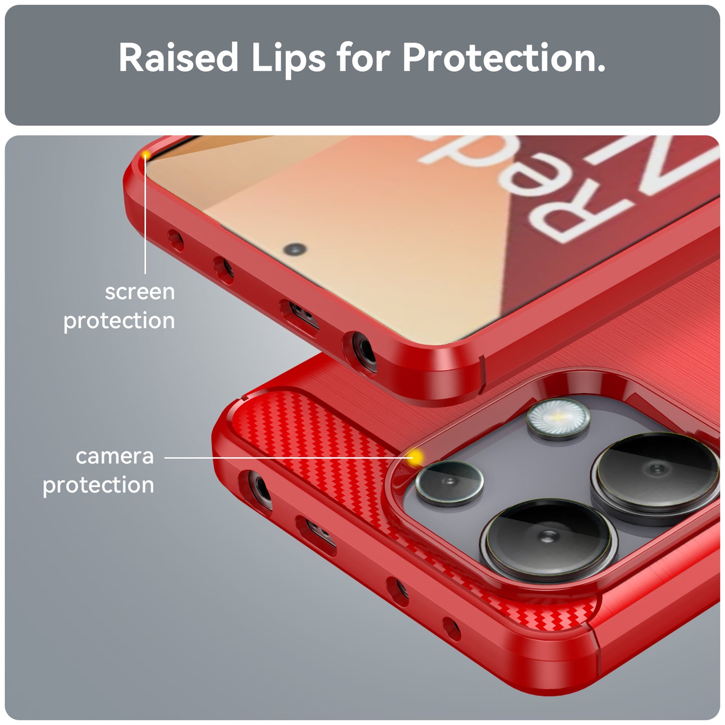 For Xiaomi Redmi Note 13 4G TPU Case Carbon Fiber Texture Mobile Phone Cover - Red