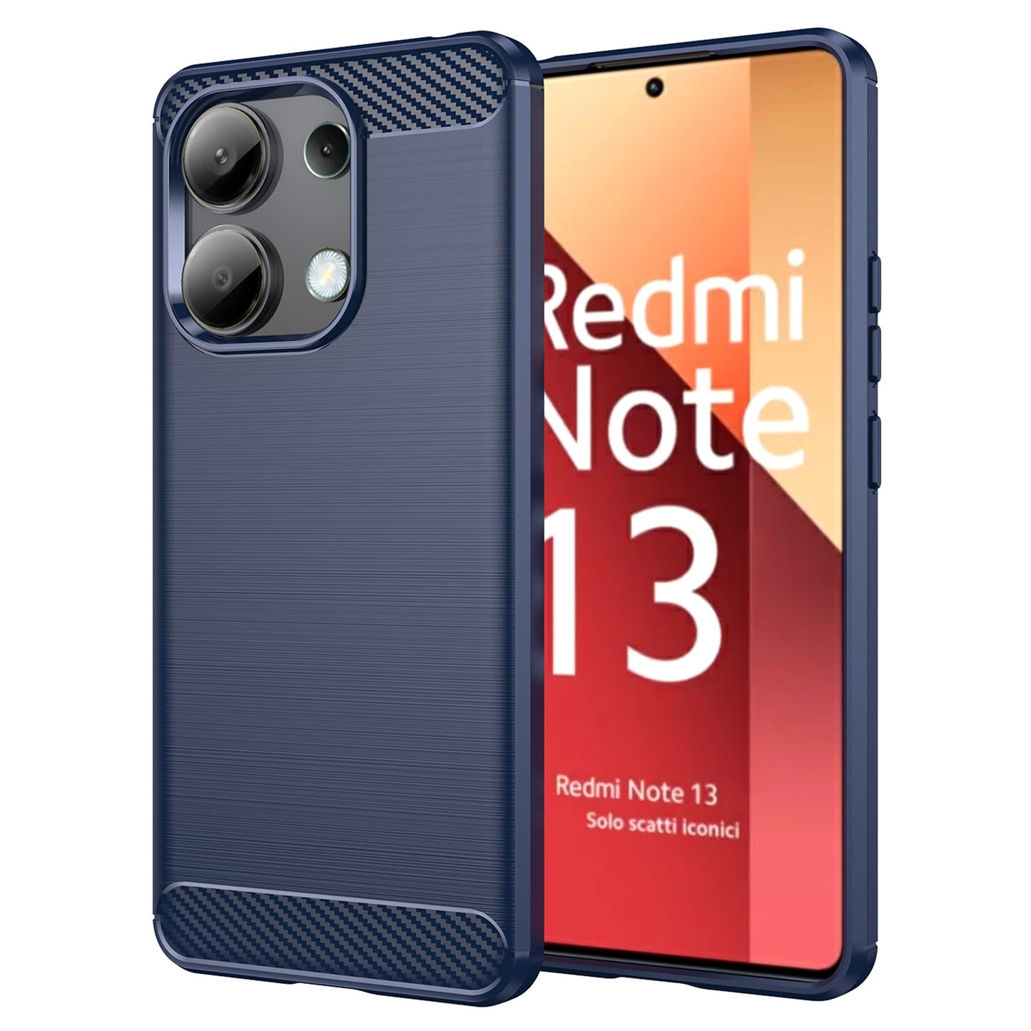 For Xiaomi Redmi Note 13 4G TPU Case Carbon Fiber Texture Mobile Phone Cover - Blue