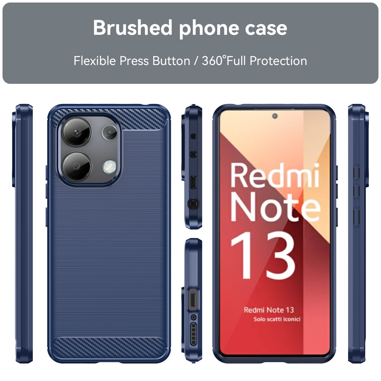 For Xiaomi Redmi Note 13 4G TPU Case Carbon Fiber Texture Mobile Phone Cover - Blue