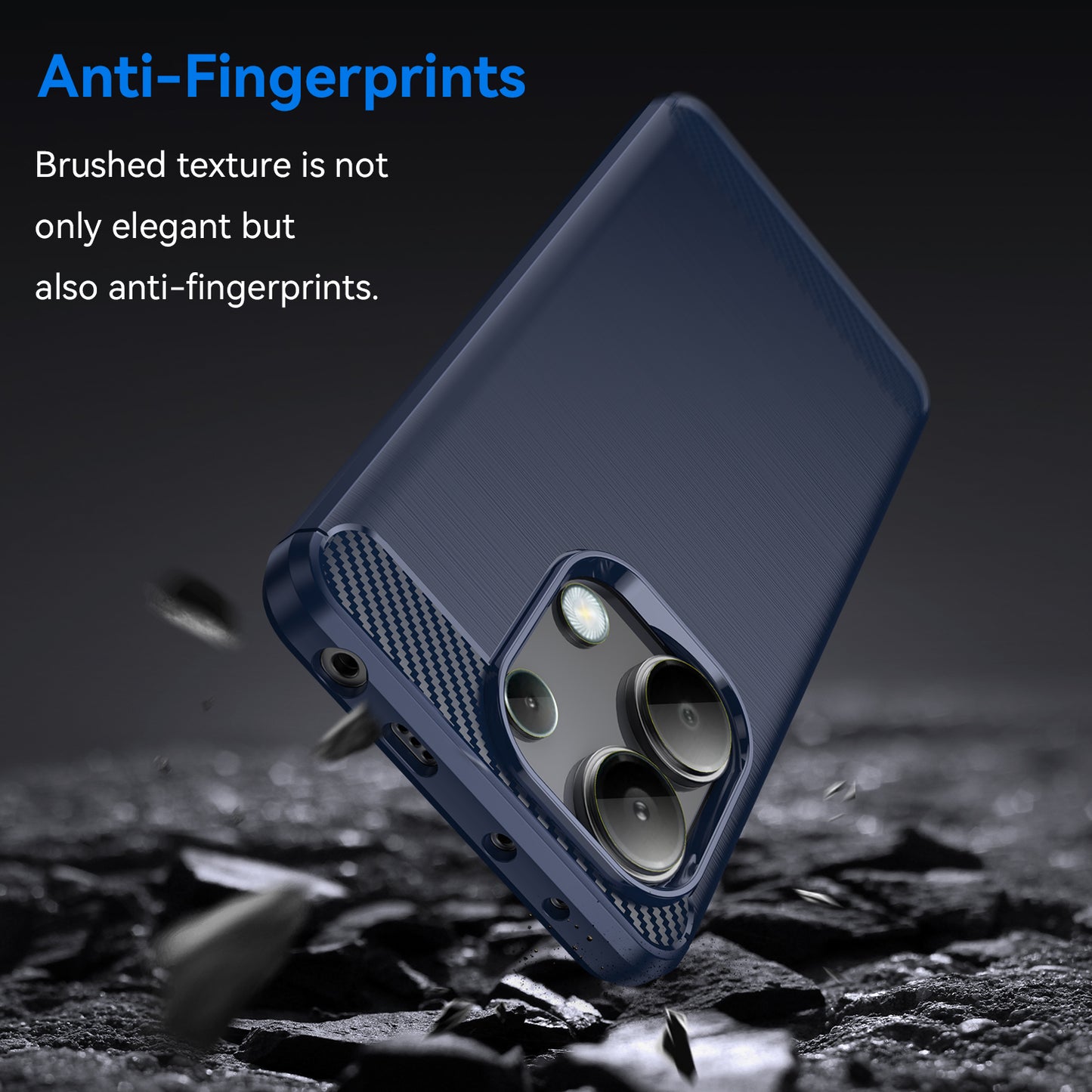 For Xiaomi Redmi Note 13 4G TPU Case Carbon Fiber Texture Mobile Phone Cover - Blue
