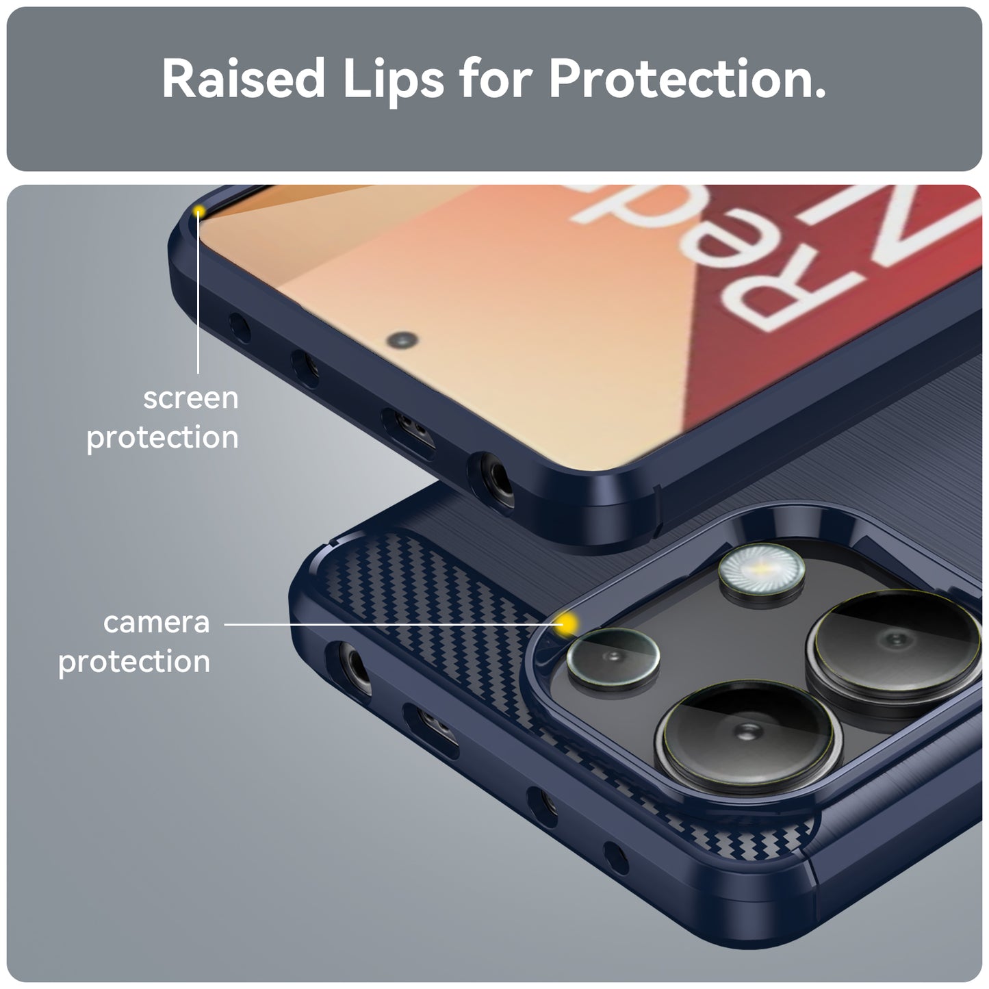 For Xiaomi Redmi Note 13 4G TPU Case Carbon Fiber Texture Mobile Phone Cover - Blue