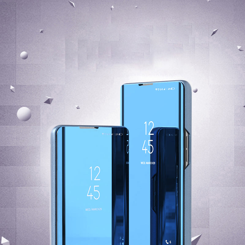 For Xiaomi Redmi Note 13 5G Stand Case View Window Electroplating Mobile Phone Cover - Blue