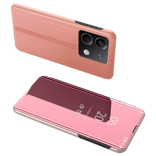For Xiaomi Redmi Note 13 5G Stand Case View Window Electroplating Mobile Phone Cover - Rose Gold