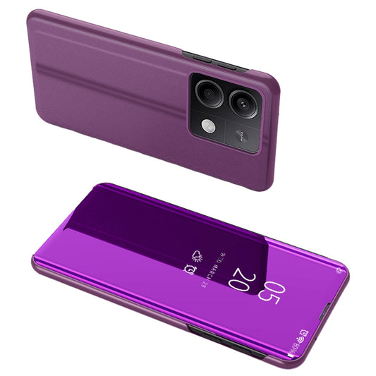 For Xiaomi Redmi Note 13 5G Stand Case View Window Electroplating Mobile Phone Cover - Purple