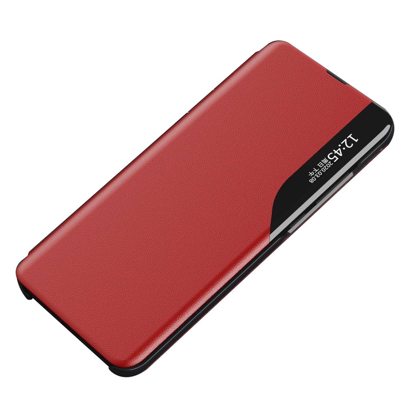 For Xiaomi Redmi Note 13 Pro 5G / Poco X6 5G Cover View Window Scratch-proof Phone Stand Case - Red