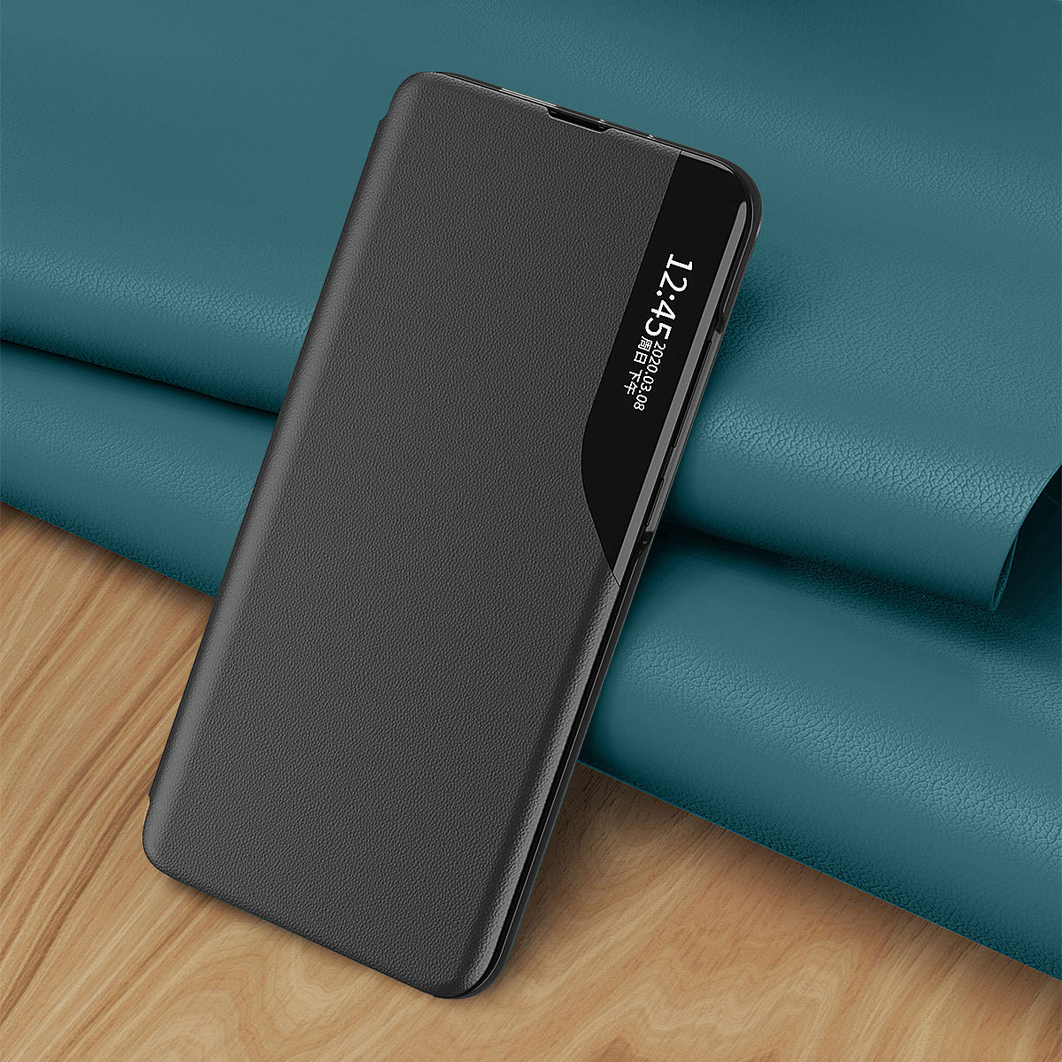 For Xiaomi Redmi Note 13 Pro 5G / Poco X6 5G Cover View Window Scratch-proof Phone Stand Case - Sapphire