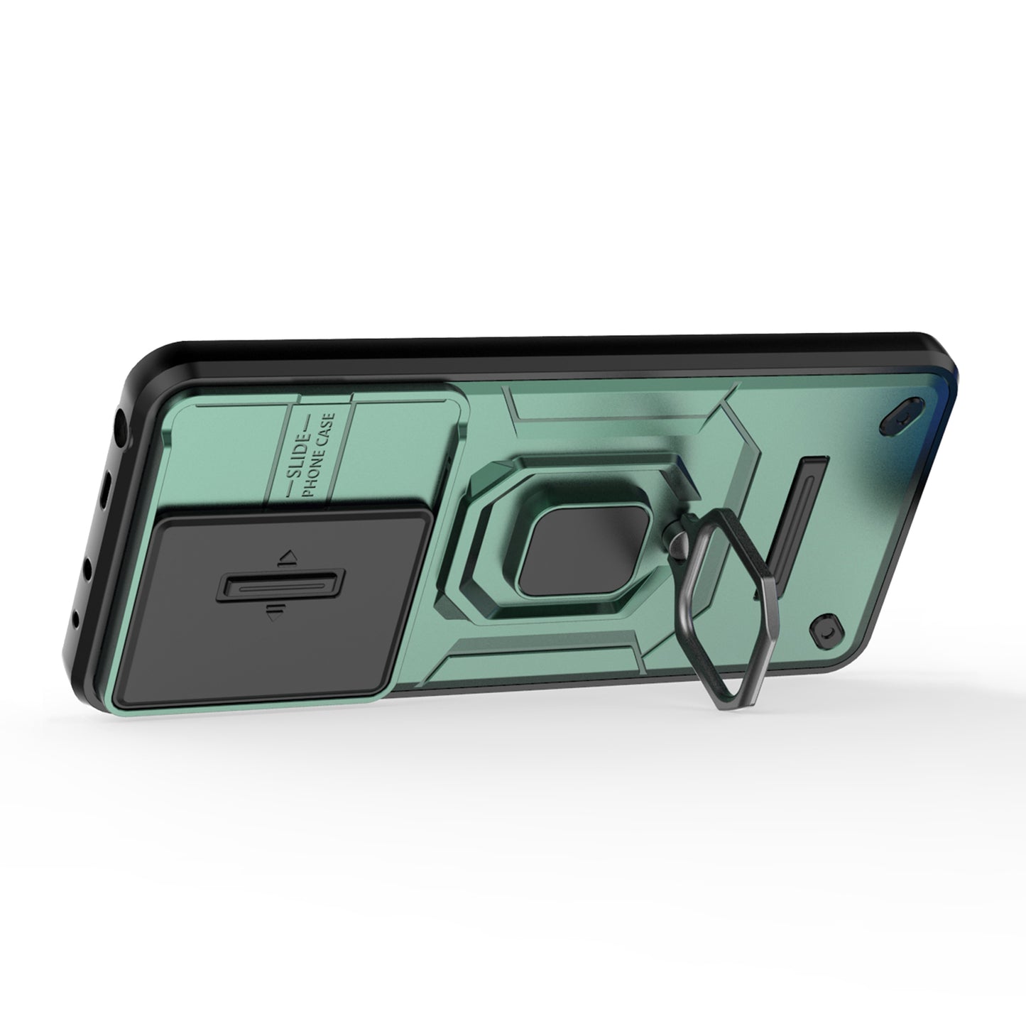 For Xiaomi Redmi Note 13 4G Case PC+TPU Slide Lens Lid Phone Cover - Green