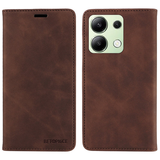 BETOPNICE 003 For Xiaomi Redmi Note 13 4G Case Card Slots RFID Blocking Phone Cover - Brown