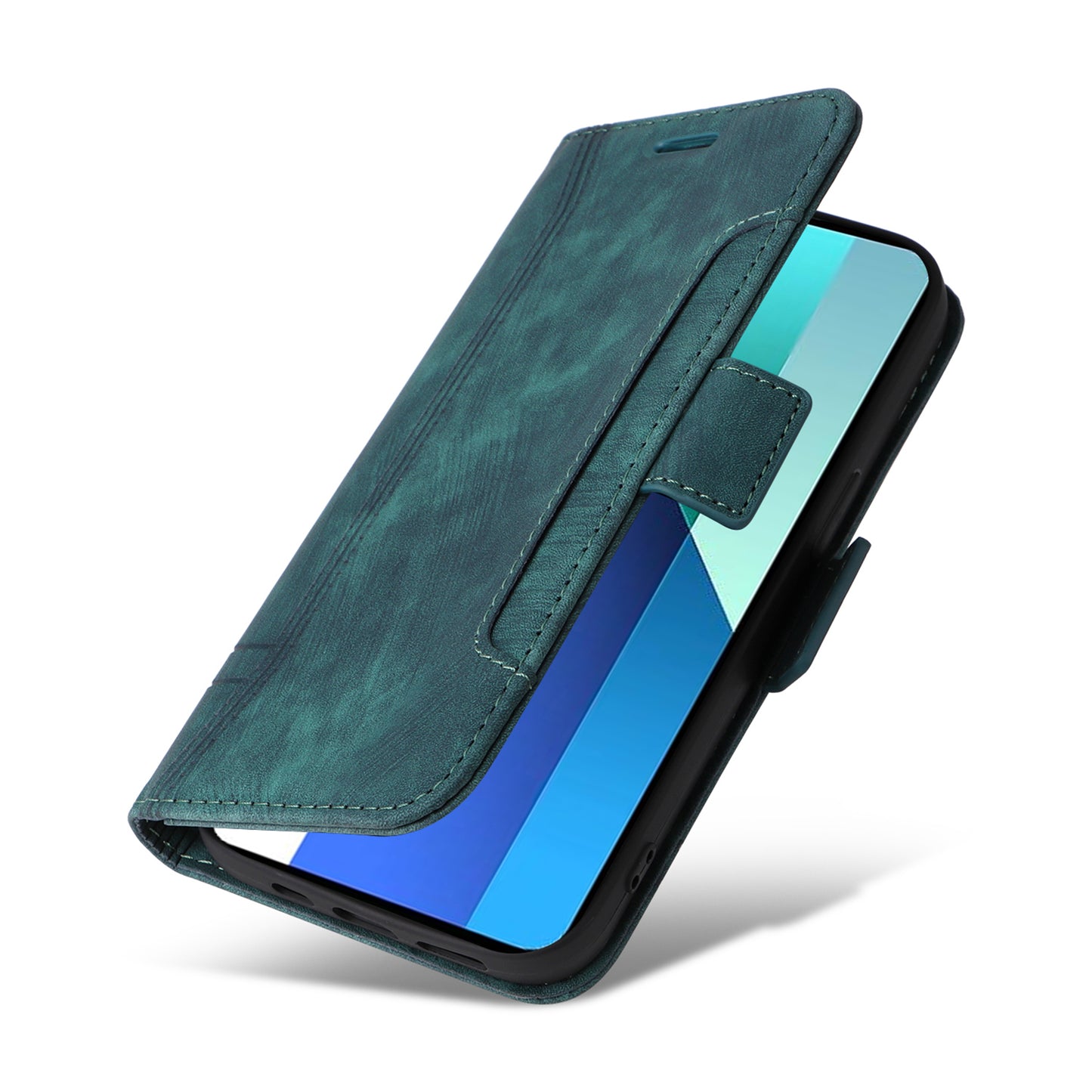 BETOPNICE 001 for Xiaomi Redmi Note 13 4G Case Imprinted Leather Phone Wallet Cover - Green