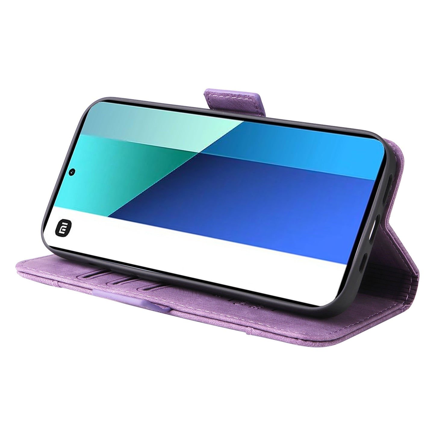 BETOPNICE 001 for Xiaomi Redmi Note 13 4G Case Imprinted Leather Phone Wallet Cover - Purple