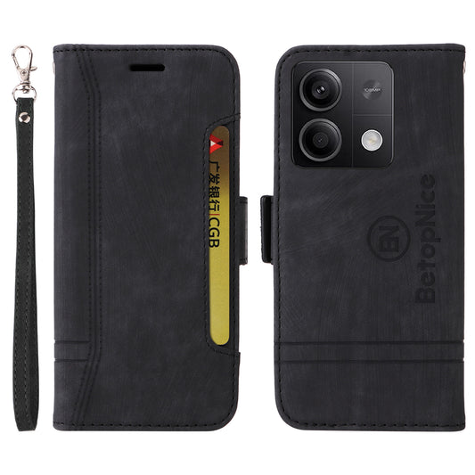 BETOPNICE 001 for Xiaomi Redmi Note 13 5G / Redmi Note 13 5G (China) Case Imprint Leather Cover - Black