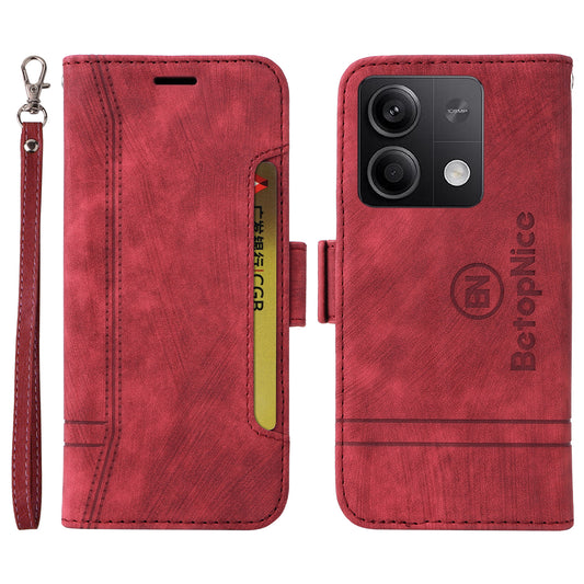 BETOPNICE 001 for Xiaomi Redmi Note 13 5G / Redmi Note 13 5G (China) Case Imprint Leather Cover - Red
