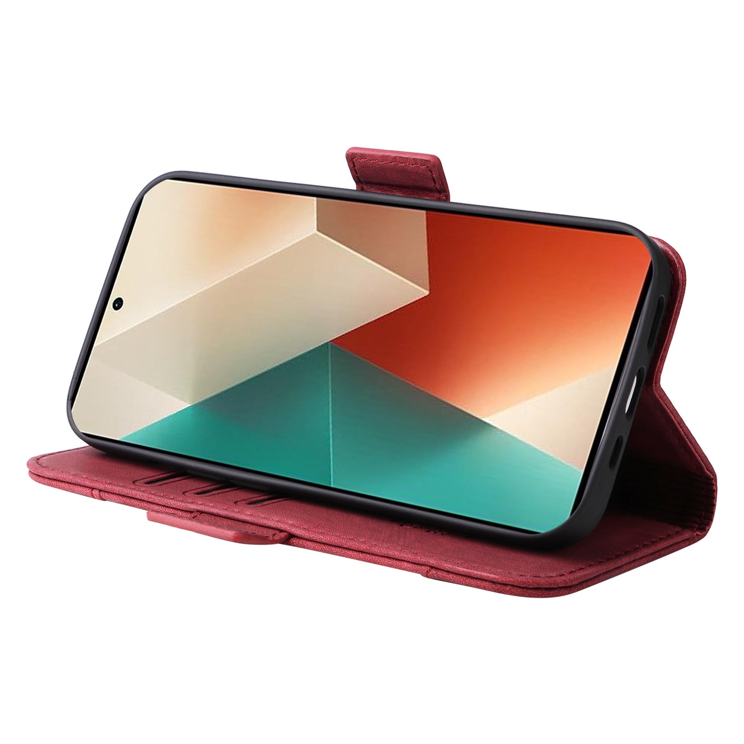 BETOPNICE 001 for Xiaomi Redmi Note 13 5G / Redmi Note 13 5G (China) Case Imprint Leather Cover - Red