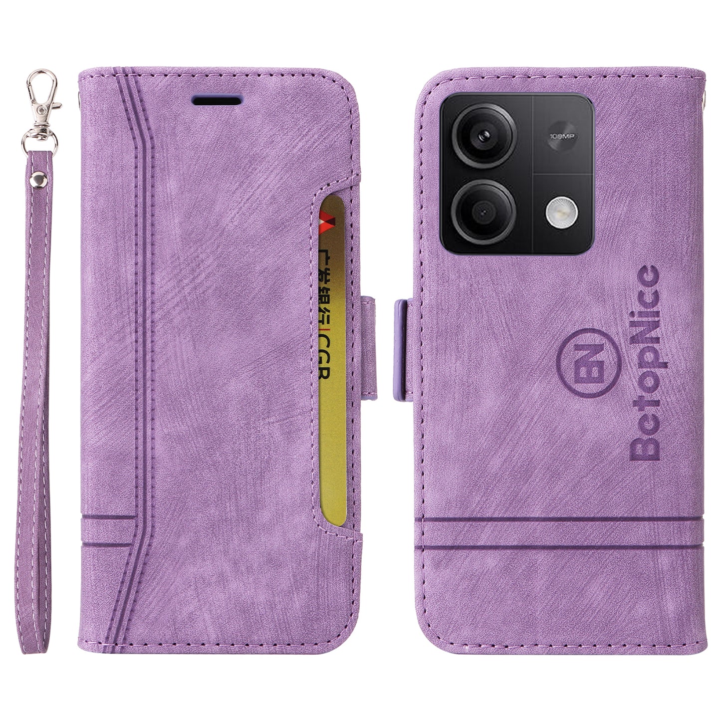 BETOPNICE 001 for Xiaomi Redmi Note 13 5G / Redmi Note 13 5G (China) Case Imprint Leather Cover - Purple