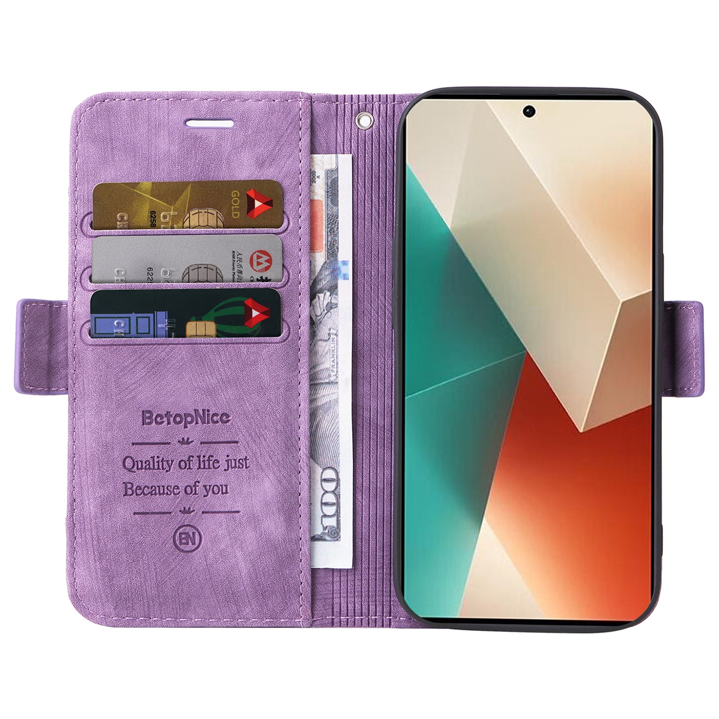 BETOPNICE 001 for Xiaomi Redmi Note 13 5G / Redmi Note 13 5G (China) Case Imprint Leather Cover - Purple