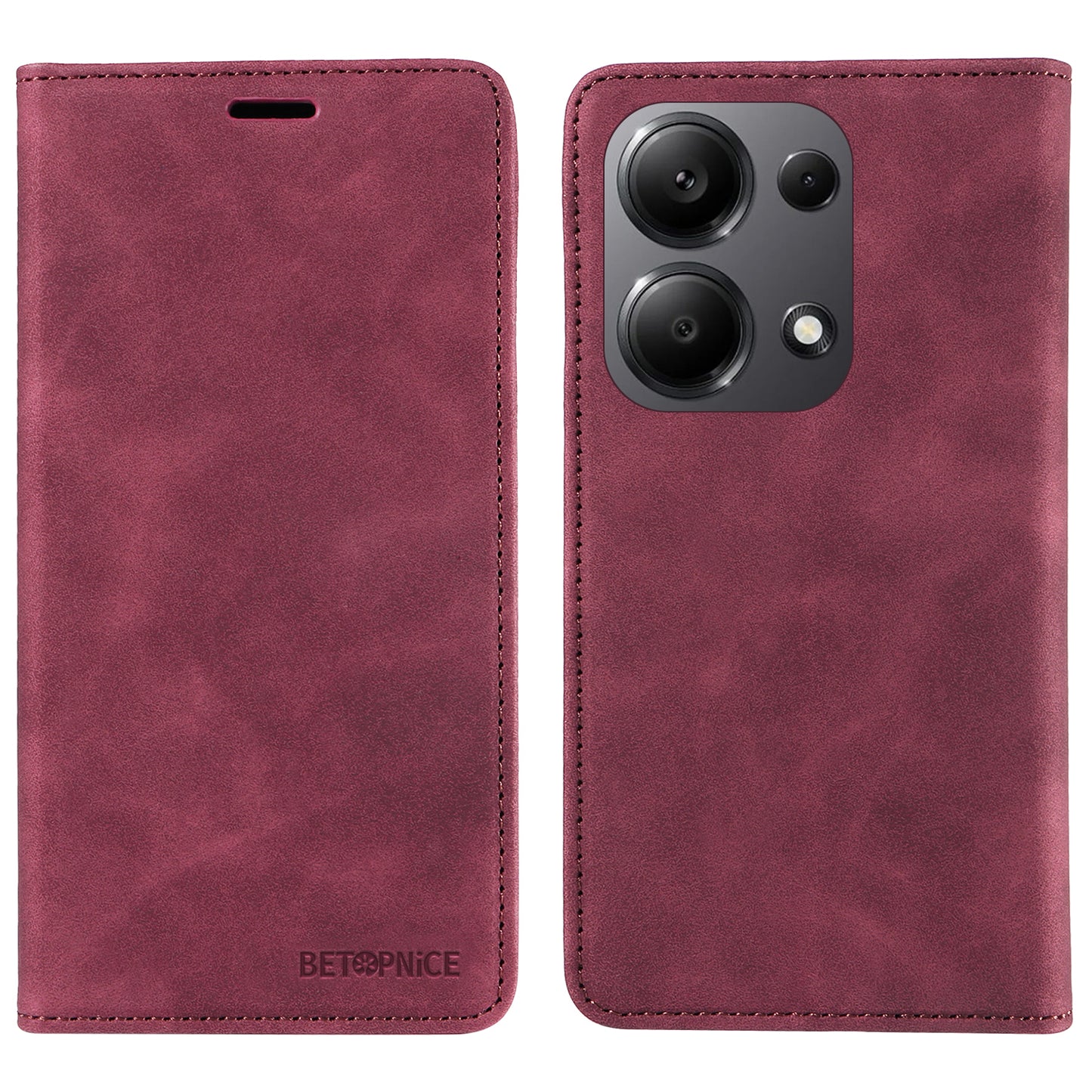 BETOPNICE 003 For Xiaomi Redmi Note 13 Pro 4G / Poco M6 Pro 4G Phone Cover Leather RFID Blocking Case - Red