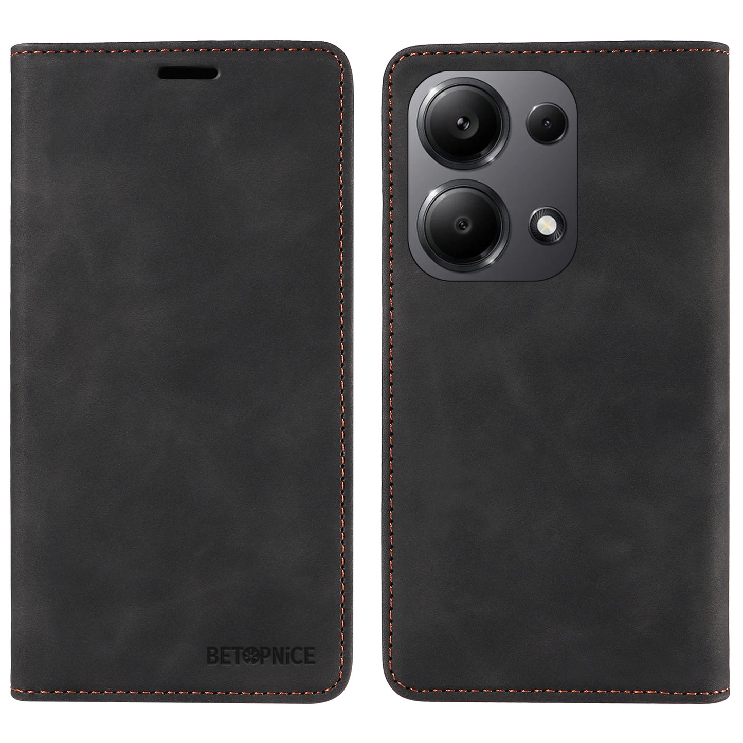 BETOPNICE 003 For Xiaomi Redmi Note 13 Pro 4G / Poco M6 Pro 4G Phone Cover Leather RFID Blocking Case - Black