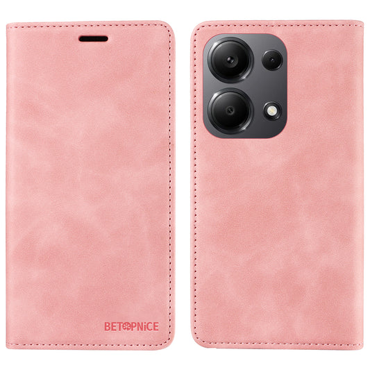 BETOPNICE 003 For Xiaomi Redmi Note 13 Pro 4G / Poco M6 Pro 4G Phone Cover Leather RFID Blocking Case - Pink