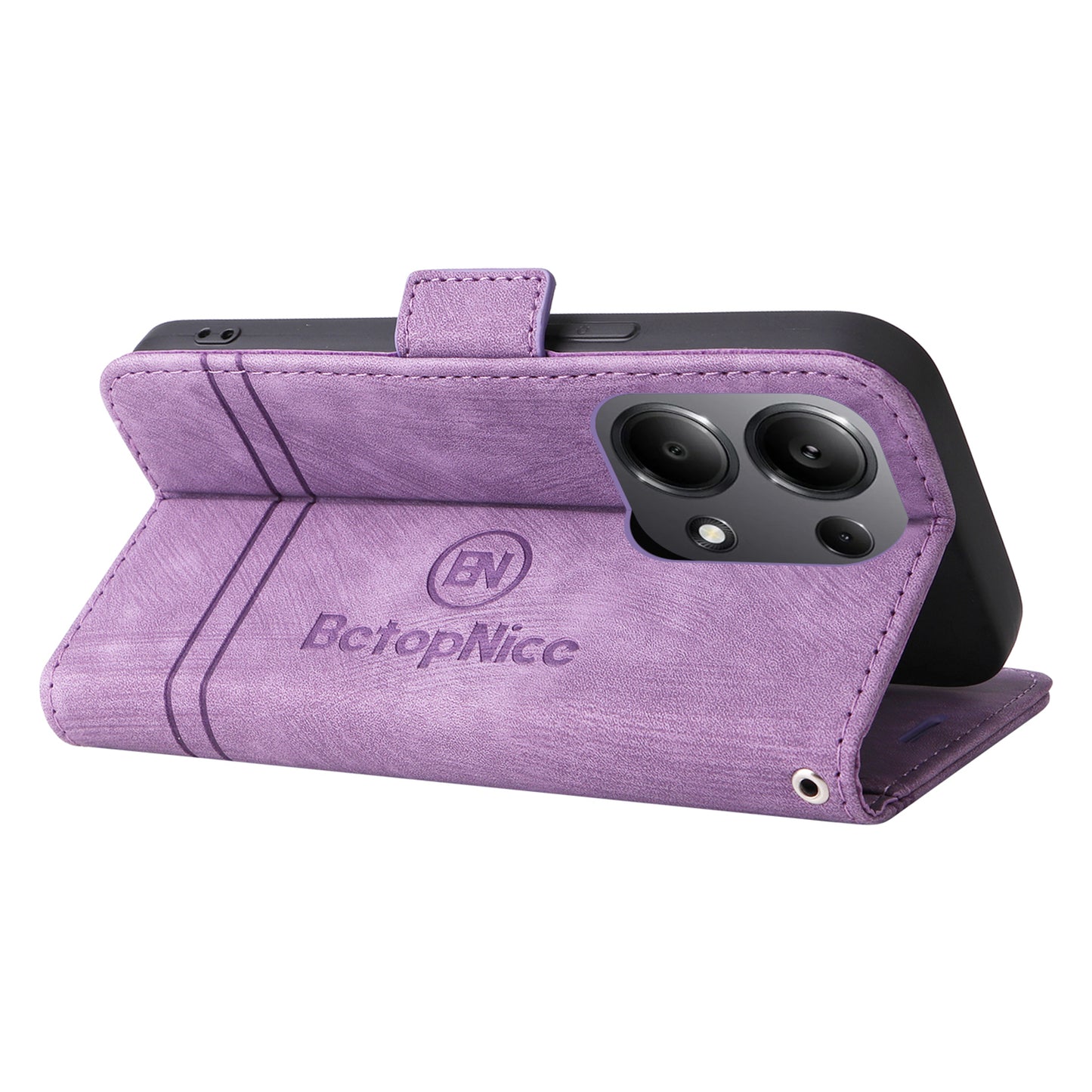 BETOPNICE 001 for Xiaomi Redmi Note 13 Pro 4G / Poco M6 Pro 4G Case with Hand Strap Leather Wallet Cover - Purple