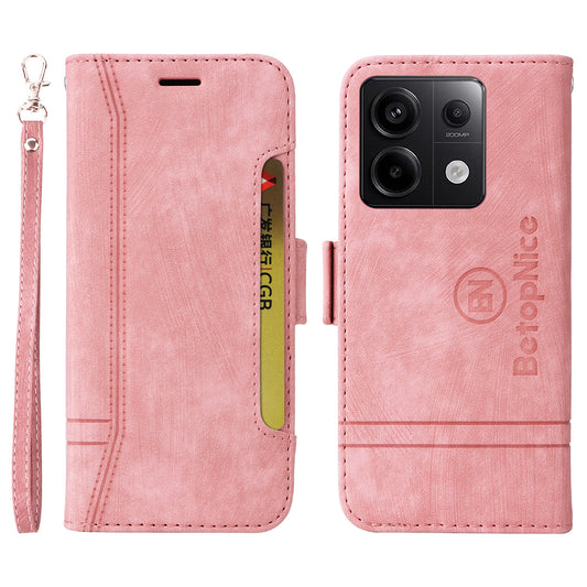 BETOPNICE 001 for Xiaomi Redmi Note 13 Pro 5G / Poco X6 5G Case Leather Wallet Smart Phone Cover - Pink