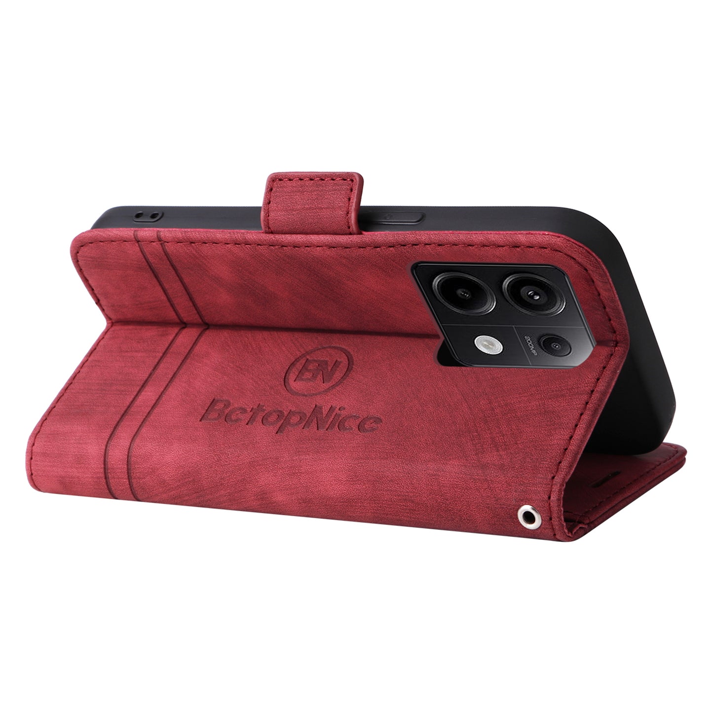 BETOPNICE 001 for Xiaomi Redmi Note 13 Pro 5G / Poco X6 5G Case Leather Wallet Smart Phone Cover - Red