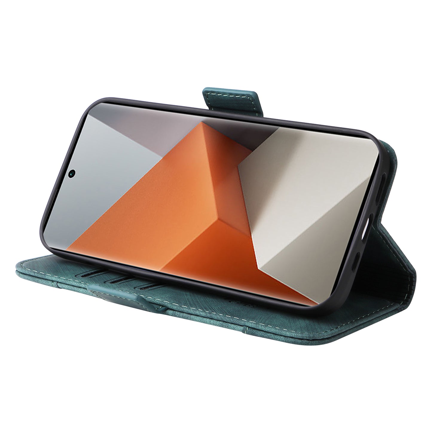 BETOPNICE 001 for Xiaomi Redmi Note 13 Pro+ 5G Phone Case Imprinted Lines Pattern Wallet Cover - Green