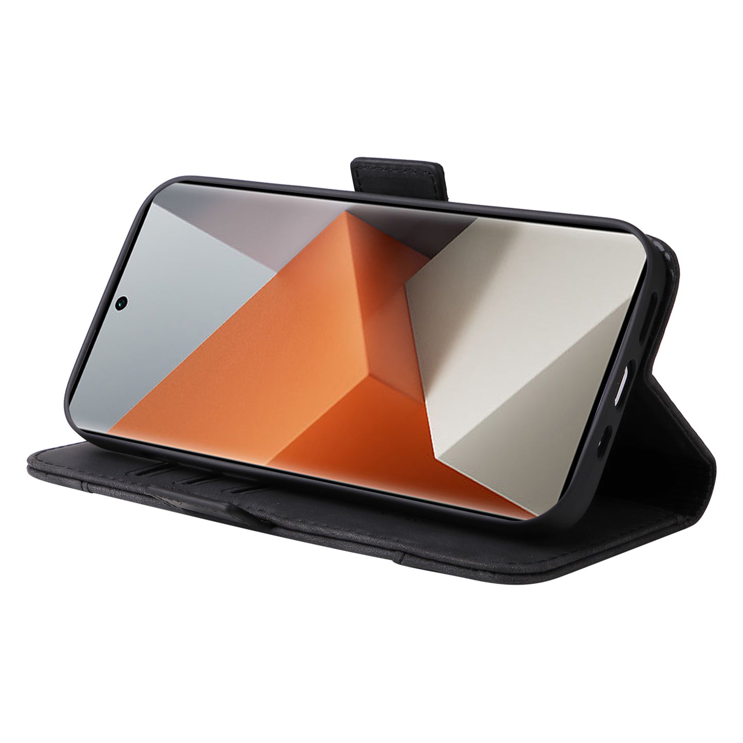 BETOPNICE 001 for Xiaomi Redmi Note 13 Pro+ 5G Phone Case Imprinted Lines Pattern Wallet Cover - Black