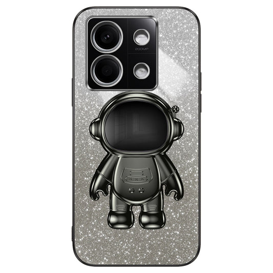 For Xiaomi Redmi Note 13 4G Case Glitter Powder Anti-scratch PC+TPU Phone Kickstand Cover - Black