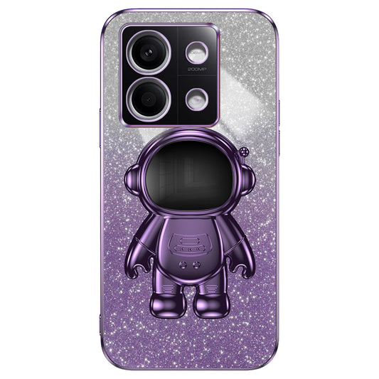 For Xiaomi Redmi Note 13 5G (Global) Cover Astronaut Kickstand Glitter Powder Mobile Phone Case - Purple