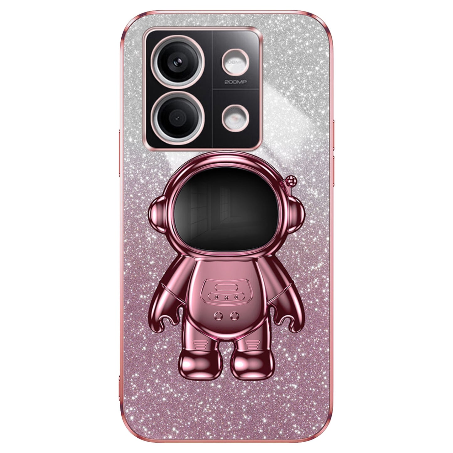 For Xiaomi Redmi Note 13 5G (Global) Cover Astronaut Kickstand Glitter Powder Mobile Phone Case - Pink