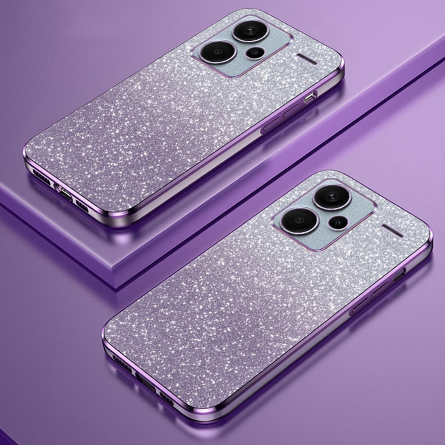 For Xiaomi Redmi Note 13 Pro+ 5G Phone Case Astronaut Kickstand Anti-shock Electroplated Cover - Purple