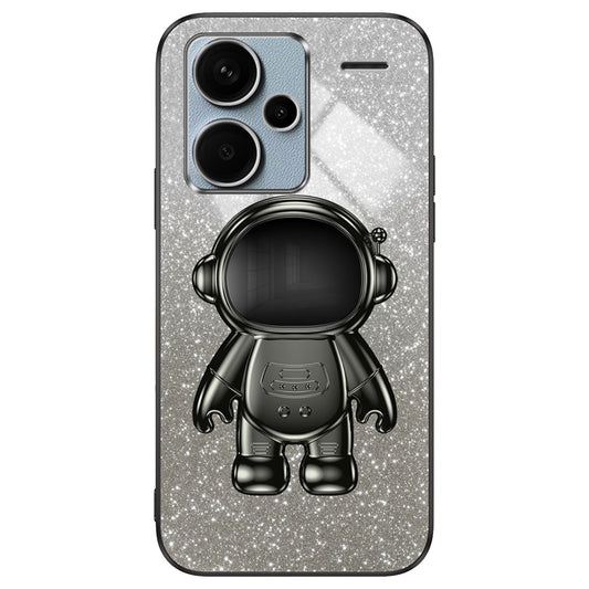 For Xiaomi Redmi Note 13 Pro+ 5G Phone Case Astronaut Kickstand Anti-shock Electroplated Cover - Black