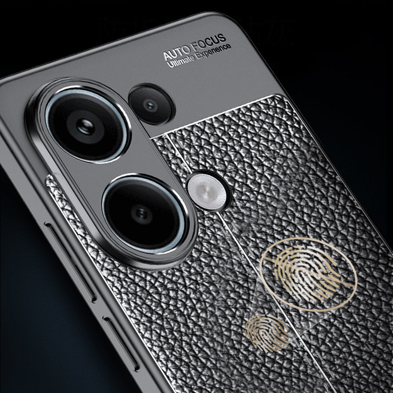 For Xiaomi Redmi Note 13 Pro 4G / Poco M6 Pro 4G TPU Case Anti-fingerprint Phone Cover Litchi Texture - Black