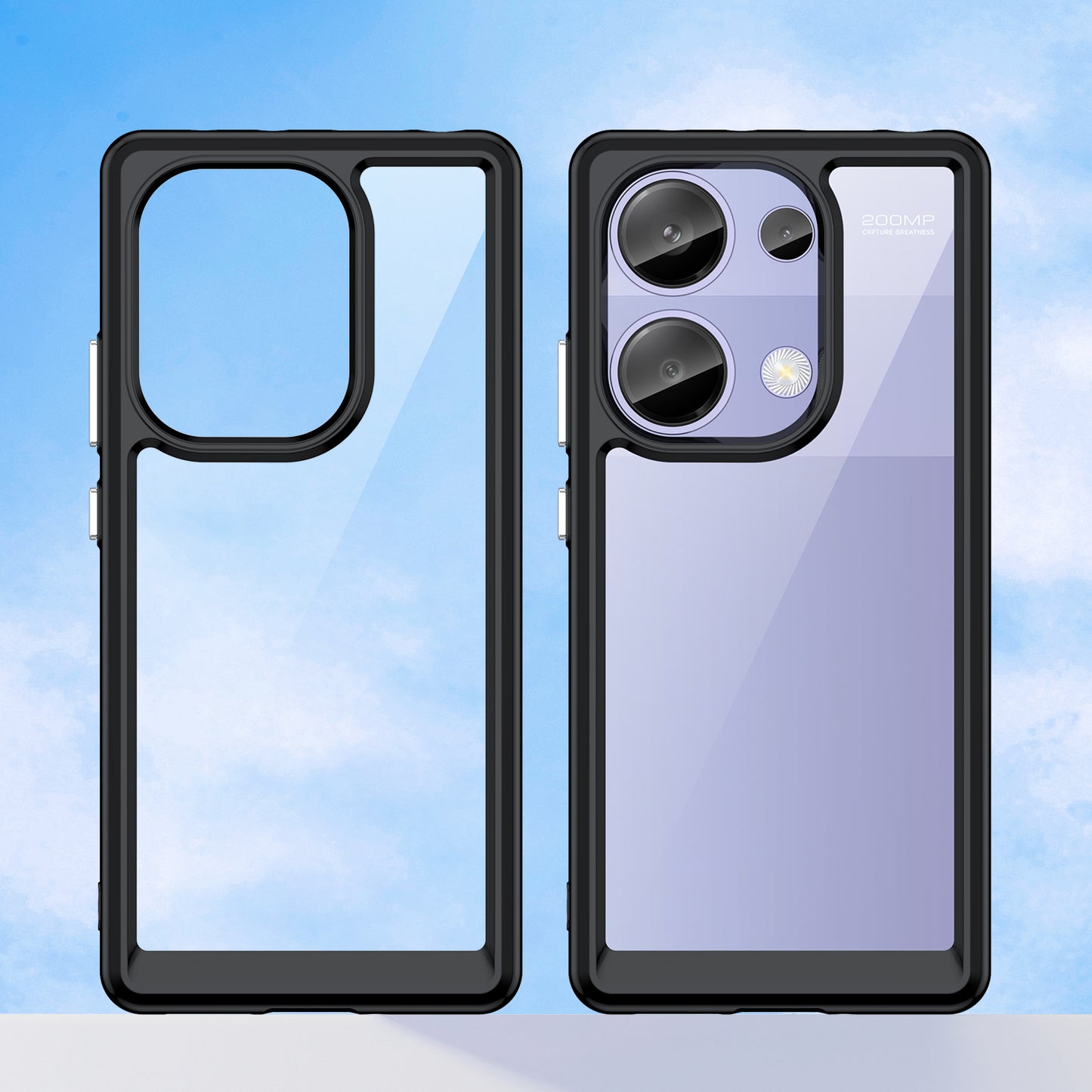 For Xiaomi Redmi Note 13 Pro 4G / Poco M6 Pro 4G Case TPU+Acrylic Clear Phone Cover - Black